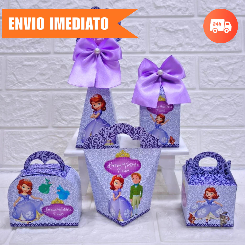 Kit Festa PRINCESA SOFIA Personalizada Mimo Lembrancinhas Kit Caixinhas Aniversário PEGUE E MONTE