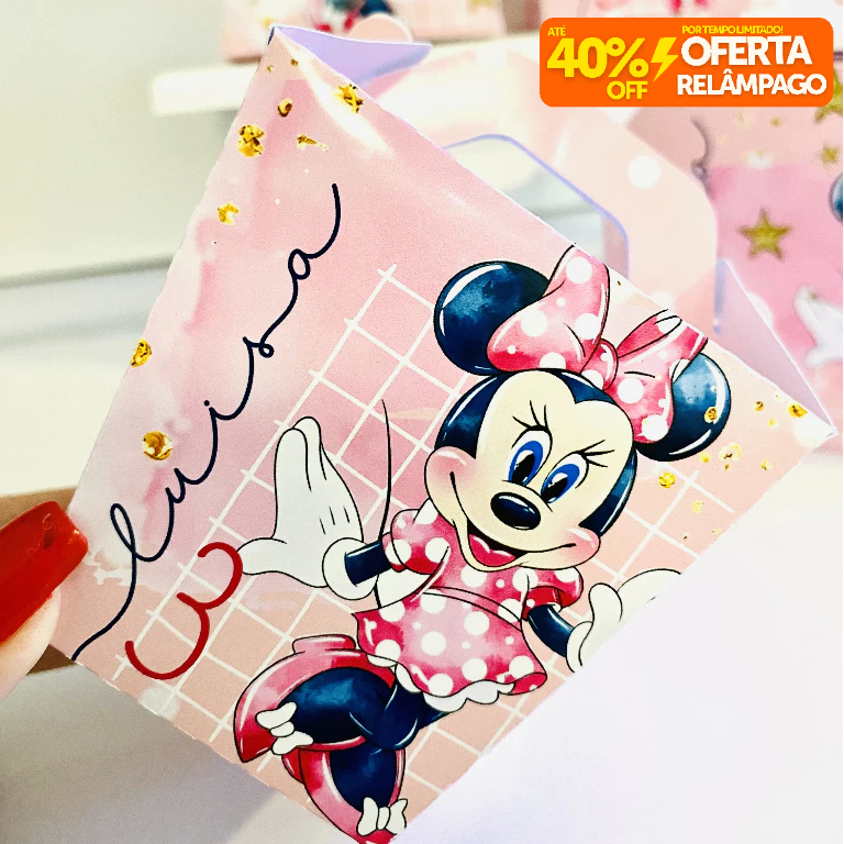 Kit Caixinhas Personalizadas MINNIE ROSA para Decoração de Festa e Aniversário