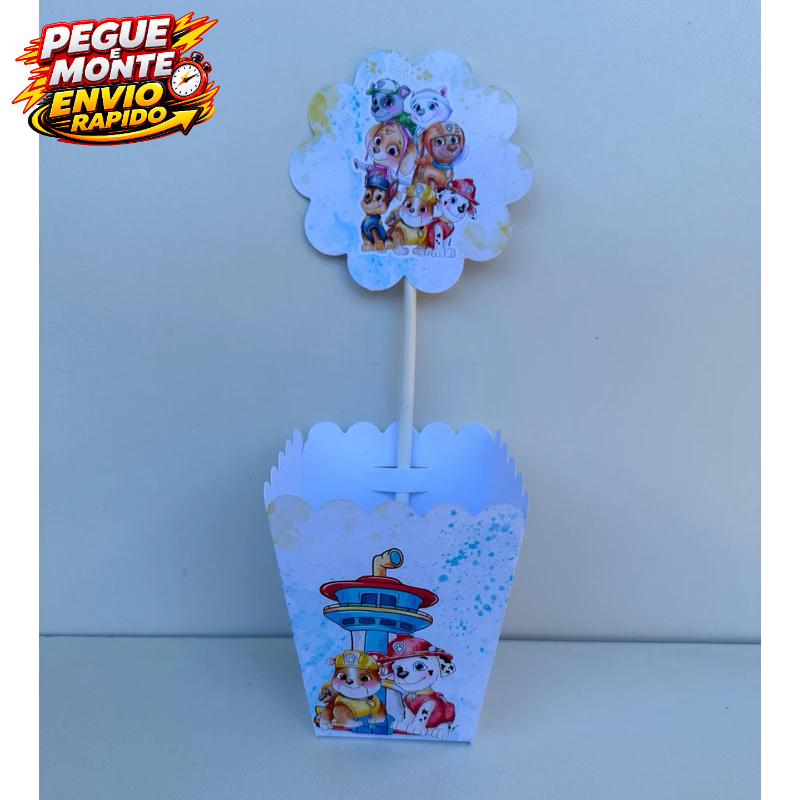 Centro de mesa Patrulha Canina Aquarela Cachepo Personalizado Enfeite de mesa festa infantil Caixinha Lembrancinha