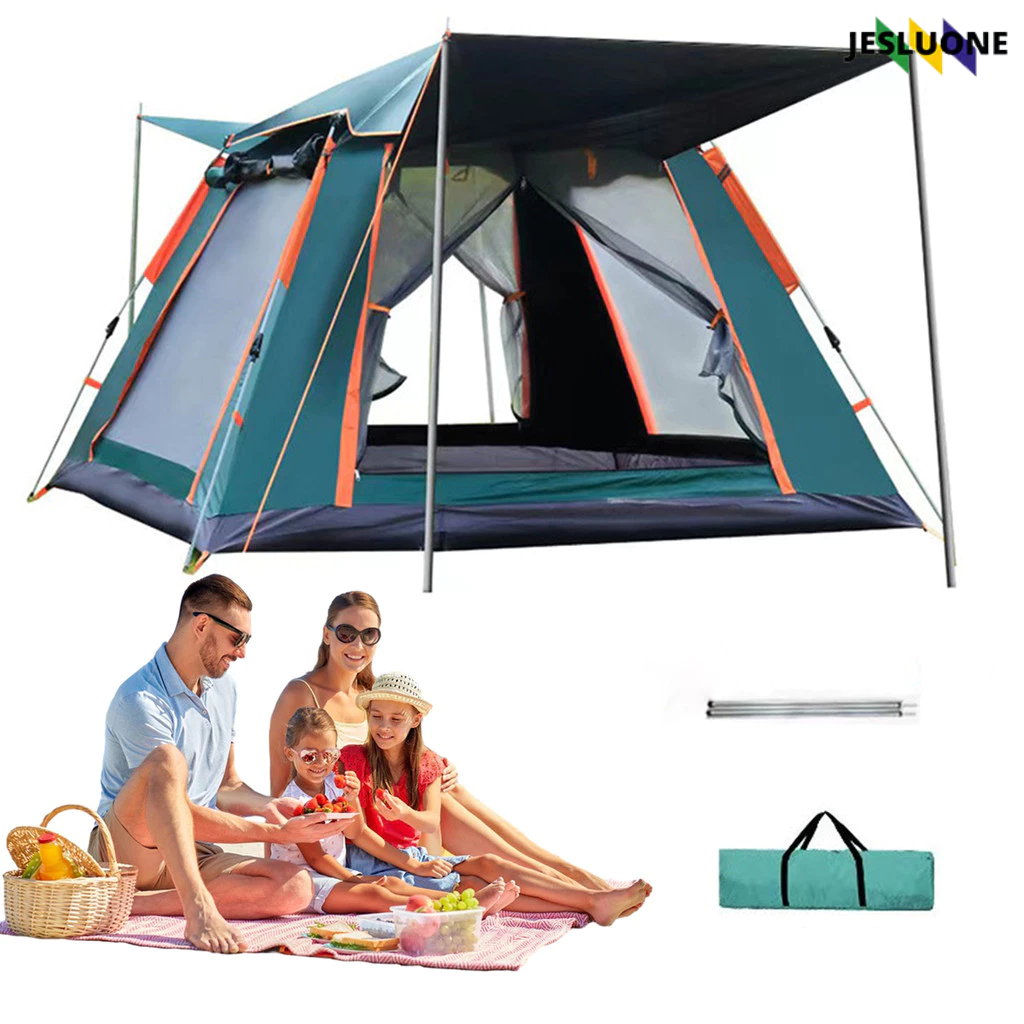 Barraca Automática Familiar para Camping, Dobrável, Abertura Rápida, Impermeável, Proteção UV, para 4-5 Pessoas*