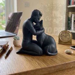 Homem e Gato Decoração Moderna Casa Escritório Presente Sala