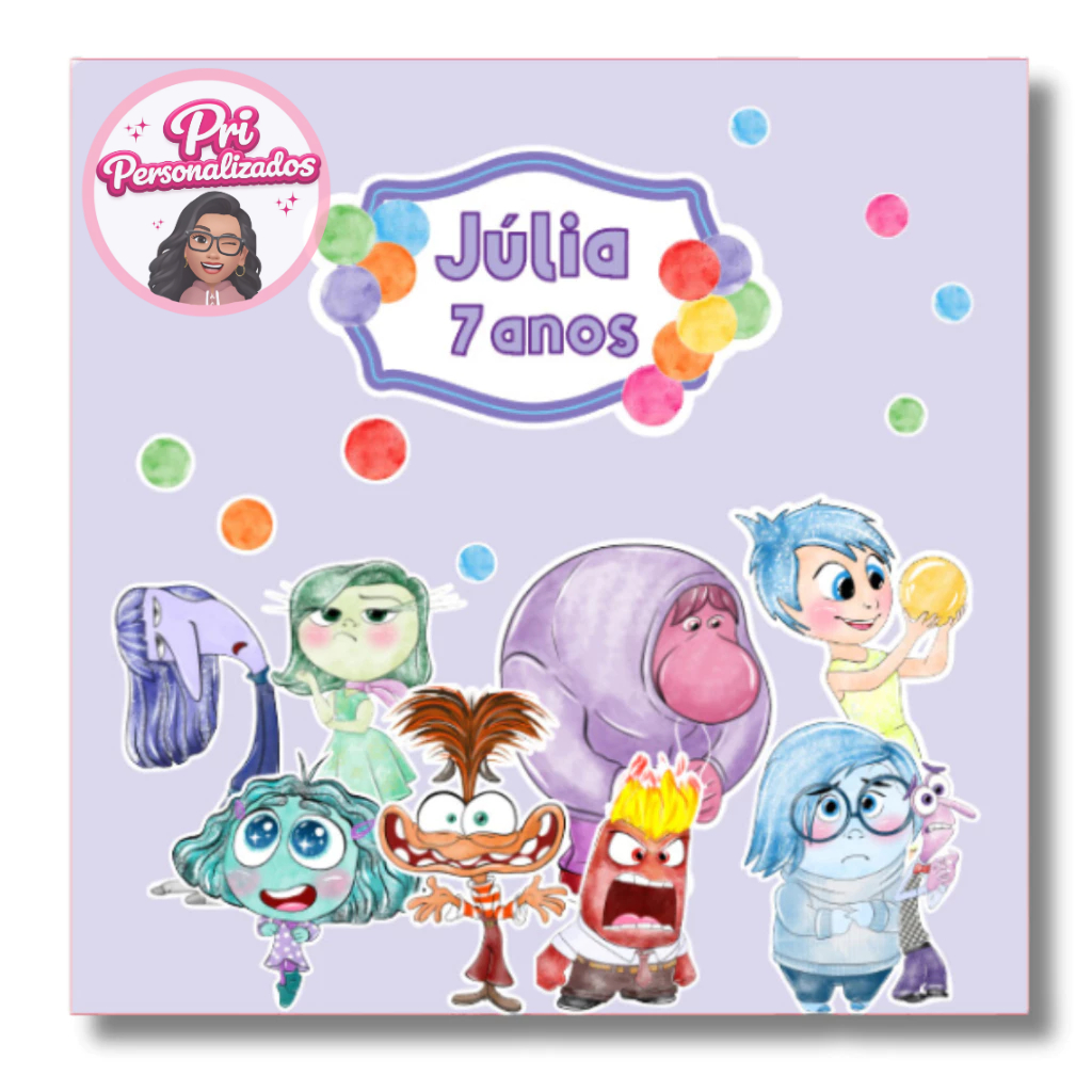 40 Adesivos Personalizados Divertida Mente Para Caixinha Acrilica 5x5 cm / Lembrancinha Divertidamente