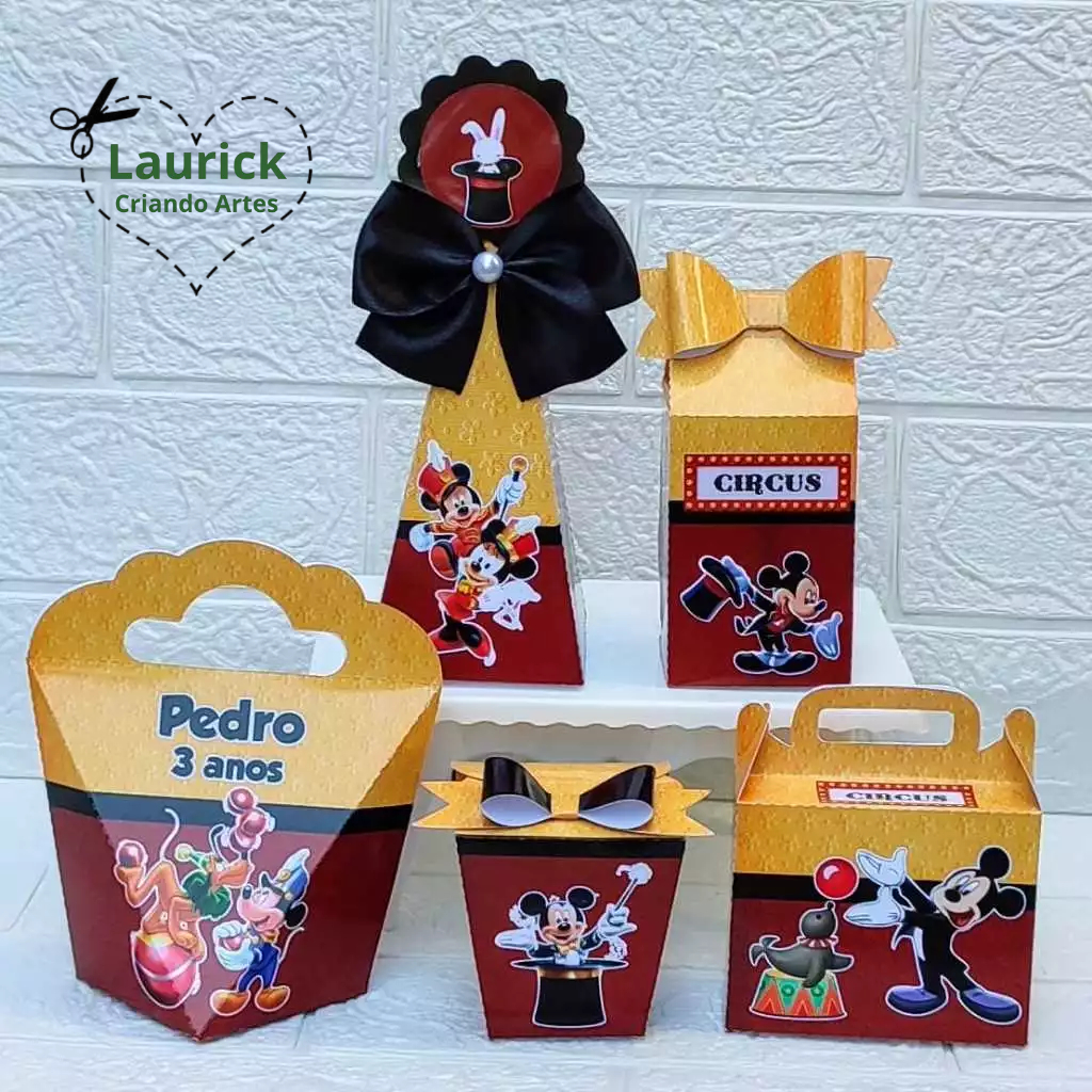 Kit Festa Mickey Circo Personalizado | Lembrancinhas Pegue e Monte | Papelaria Personalizada | Festa infantil