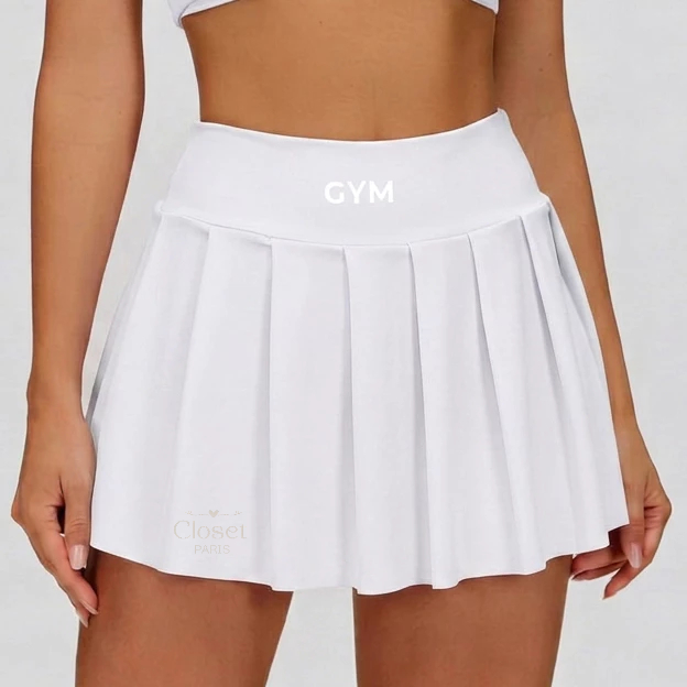 Short Saia Mini Feminino Academia Fitness GYM  Bailarina  Plissada Curta Cintura Alta Rodada Versátil e Estilosa Treino
