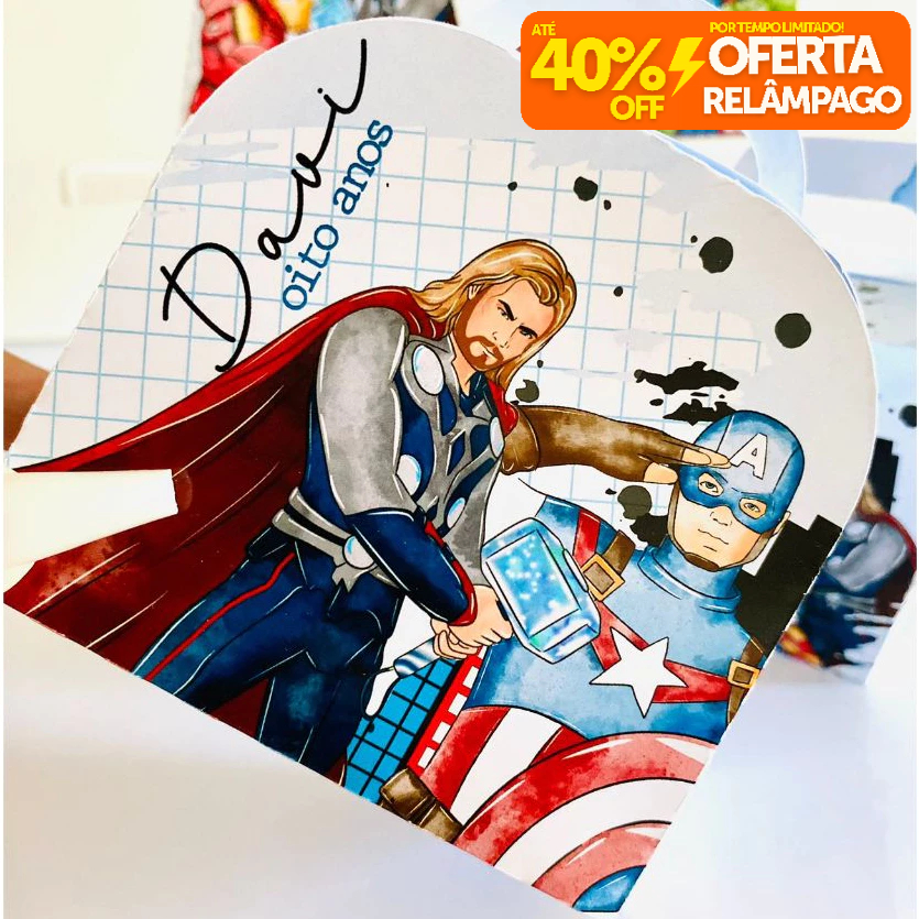 Kit Caixinhas Personalizadas VINGADORES MENINOS para Decoração de Festa e Aniversário