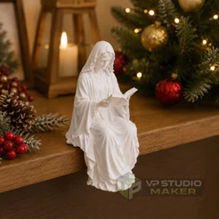 Escultura Nossa Senhora Maria Lendo Bíblia Enfeite Religioso