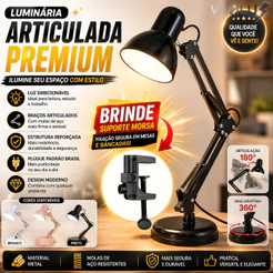 Luminária De Mesa Articulado Articulável Com Morsa Para Estudo Leitura Salão De Beleza Manicure E27