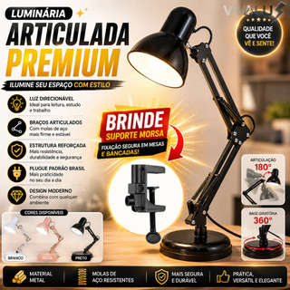 Luminária articulada com garra, E27