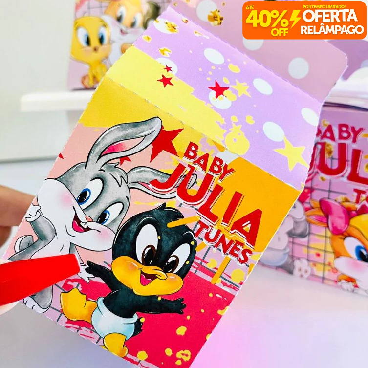 Kit Caixinhas Personalizadas LOONEY TUNES MENINAS para Decoração de Festa e Aniversário