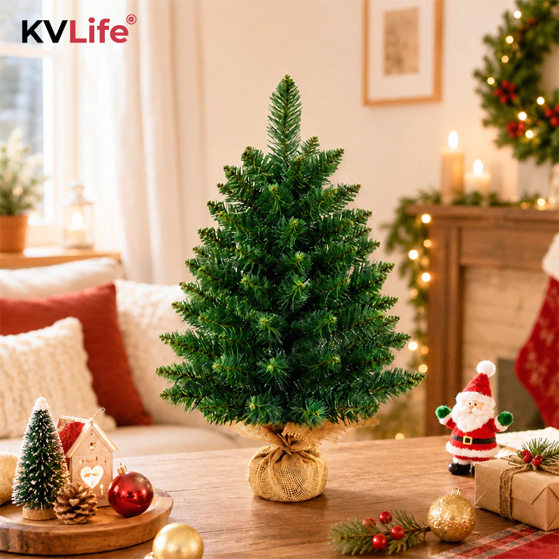 Árvore De Natal 60 Ganhos Mini Pinheiro 45/ 60cm Decoração Verde ou Nevada Com Base Enfeite Natalino