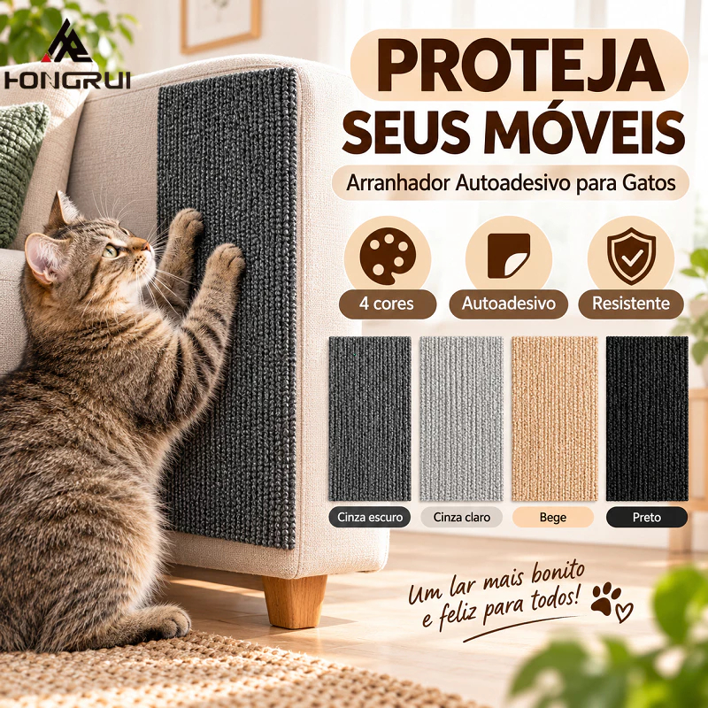 Arranhador Adesivo Para Gatos Carpete Protetor De Sofá Parede Móveis Cama Box Resistente