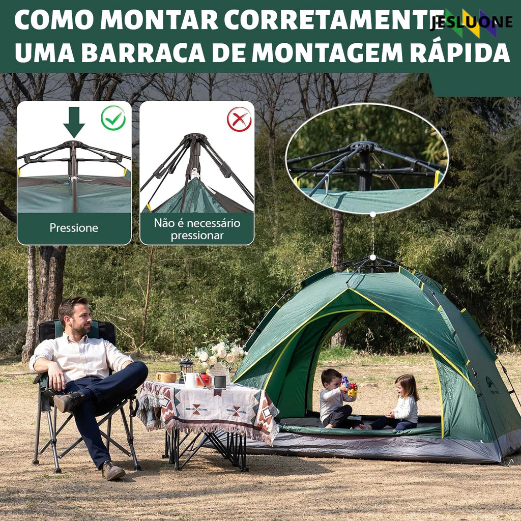Barraca Automática Dobrável para Camping e Praia, Uso Externo, Dupla Camada, À Prova de Mosquitos, Montagem Rápida*