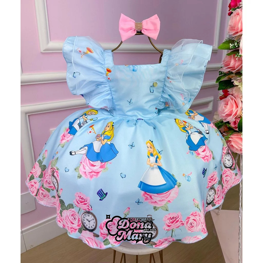 Vestido Tematicos Kids Alice no País das Maravilhas
