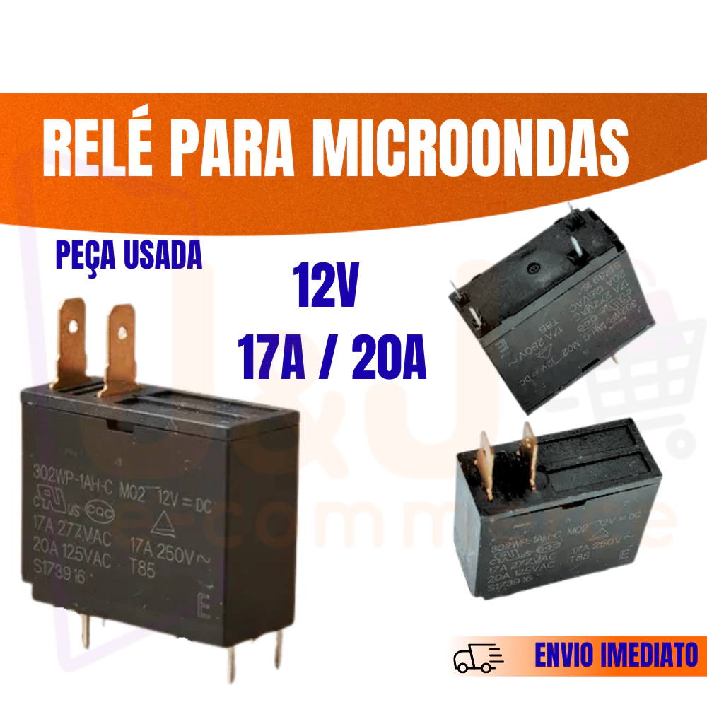 Relé 12V 17A /20A  277VAC /125VAC Componente Placa Microondas Panasonic Midea PEÇA USADA Kit 1 a 3