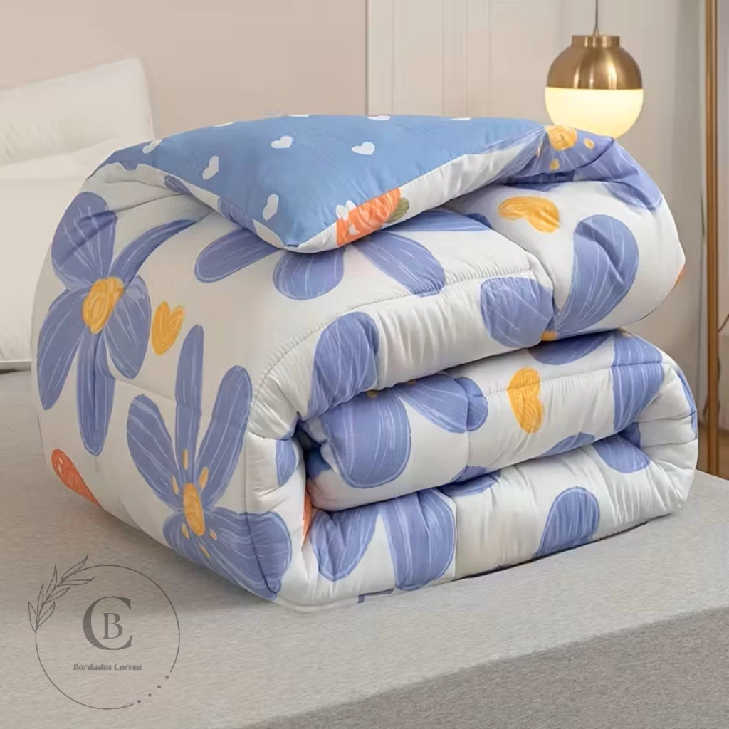 Edredom Casal Estampado Quente Dupla Face Coberdrom Manta Mantinha Roupa De Cama 2,15m x 1,90m