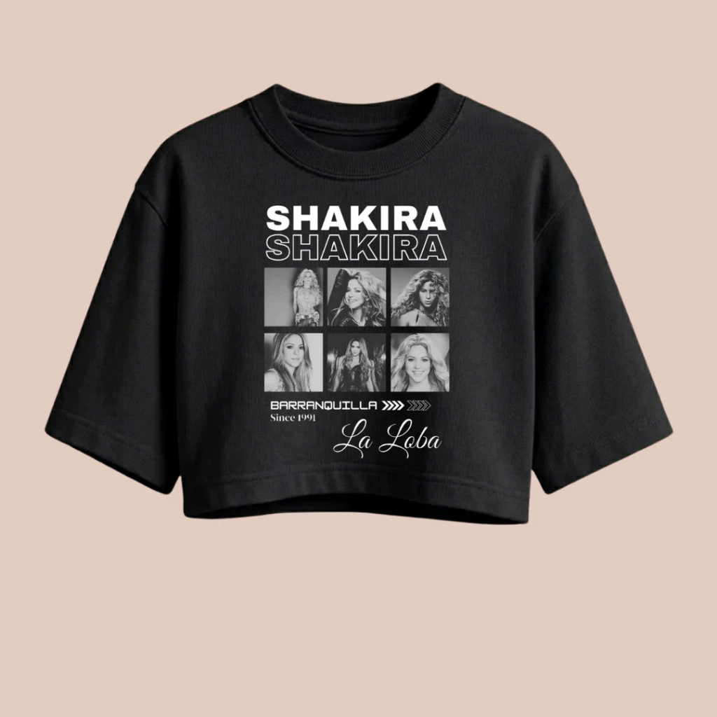 Cropped Feminino Shakira La Loba Vintage Estampa Premium Barranquilla Moda Exclusiva Tendência estampa premium envio ja