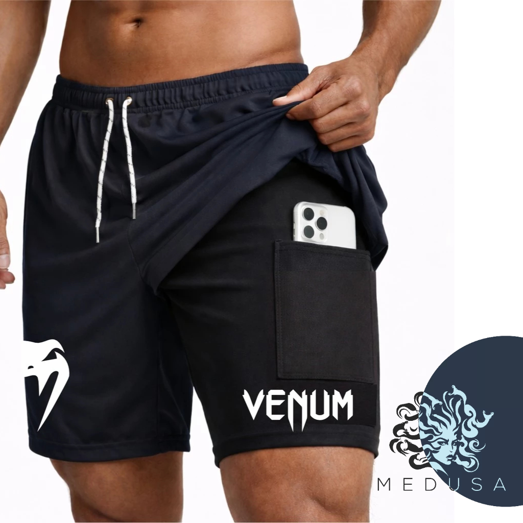 Bermuda Short Compressão 2 em 1 VNM 03 Masculina Dry Fit + Elastano Leve para Academia Corridas