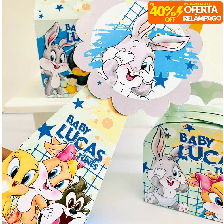 Kit Caixinhas Personalizadas LOONEY TUNES MENINOS para Decoração de Festa e Aniversário