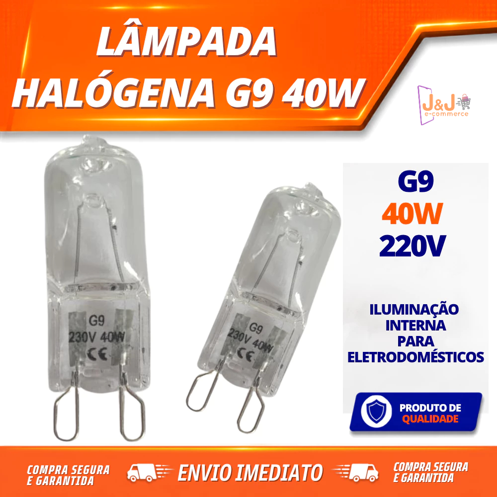 Lâmpada Halógena G9 220V 40W Coifa Fogão Forno Alta Iluminação Interna de Eletrodomésticos Kit 1 a 5