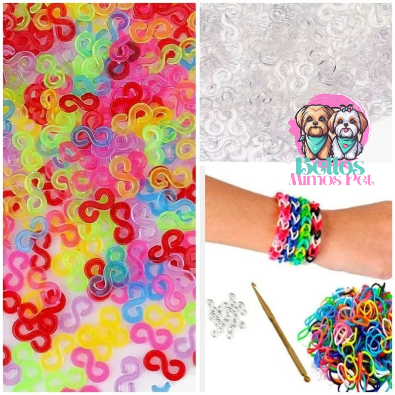 kit 150 Fechos  (S ) Pulseira infantil + 20 agulhas para pulseira colorida LOOM BANDS bracelete Elásticos.