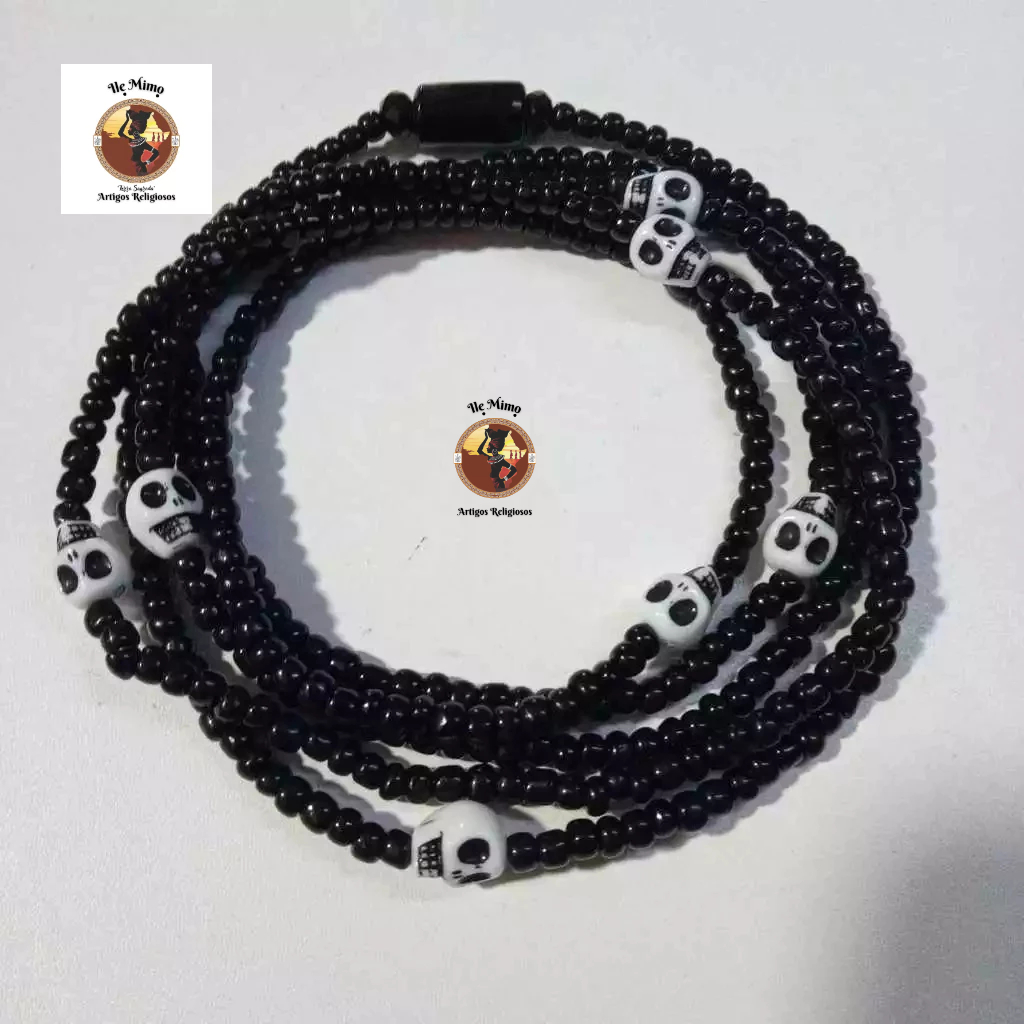 Guia Fio de Exu/Pomba Gira Miçanga de Contas Proteção C/Caveira Diversas Cores  - Umbanda Candomblé em Oferta na Shopee