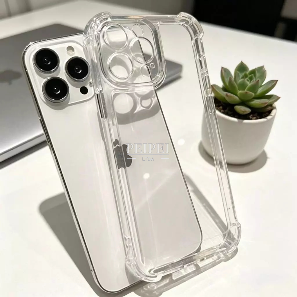 Capa Transparente anti impacto Silicone TPU iPhone XR 11 12 13 14 15 16 17 PRO PROMAX PLUS
