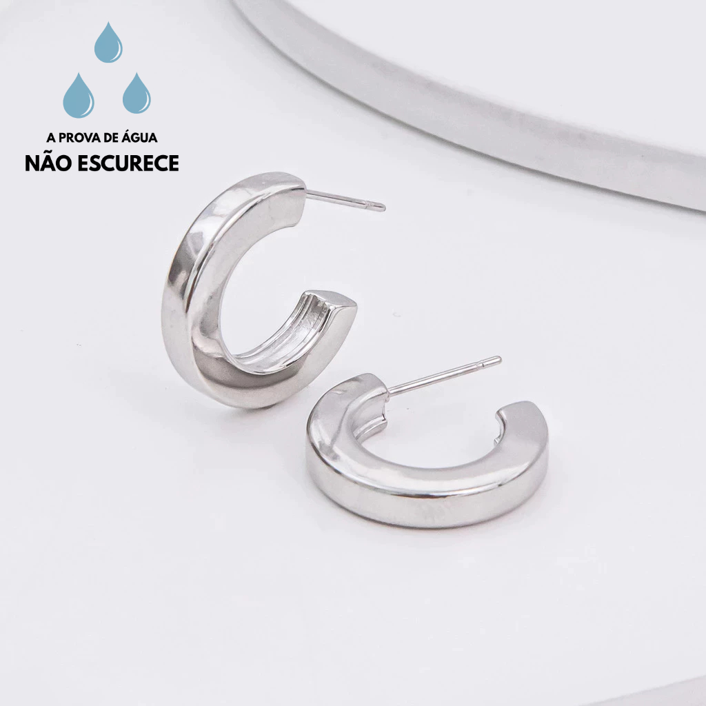 Brinco Tubo Fio Quadrado Pequeno Aço Inoxidável Antialérgico Feminino Luxo Premium Semijoia