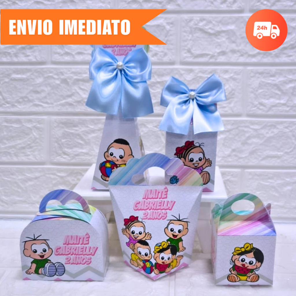 Kit Festa TURMA DA MÔNICA BABY CANDY Personalizada Lembrancinhas Caixinhas Aniversário PEGUE E MONTE