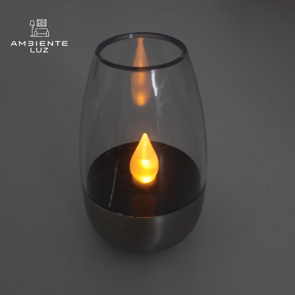 ABAJUR LUMINARIA  VELA LED SOLAR LED 2700K PRETO DECORATIVA
