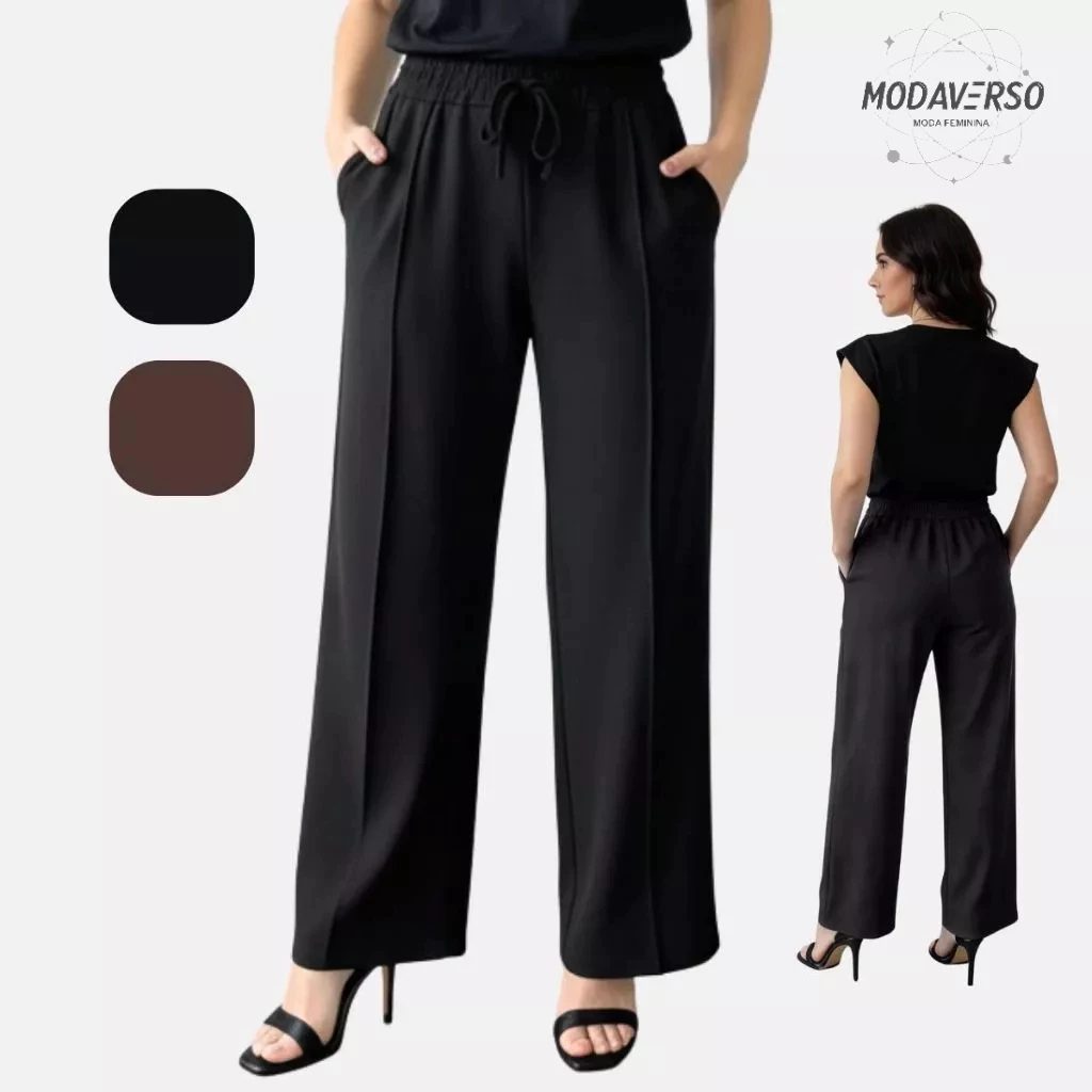 Calça Feminina Pantalona Moletinho Confortável Elegante Estilosa Moderna em Oferta na Shopee