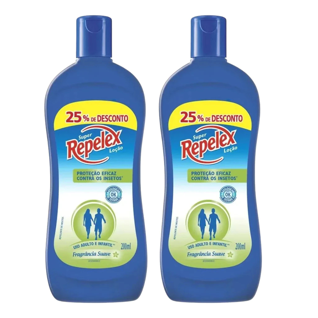 Repelente Loção Suave Repelex Squeeze 200ml Dengue kit c/2