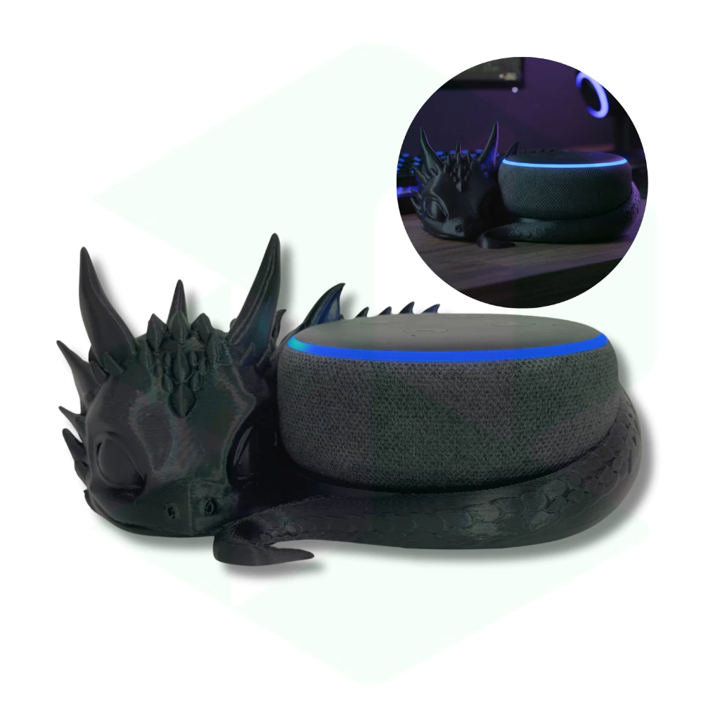 Suporte Para Alexa Echo Dot 3 Bebê Dragão Presente Criativo Alexa - Preto