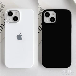 Capa Capinha Silicone Aveludada Cor PRETO BRANCO Para iPhone XR 11 12 13 14 15 16 17 PRO MAX PLUS