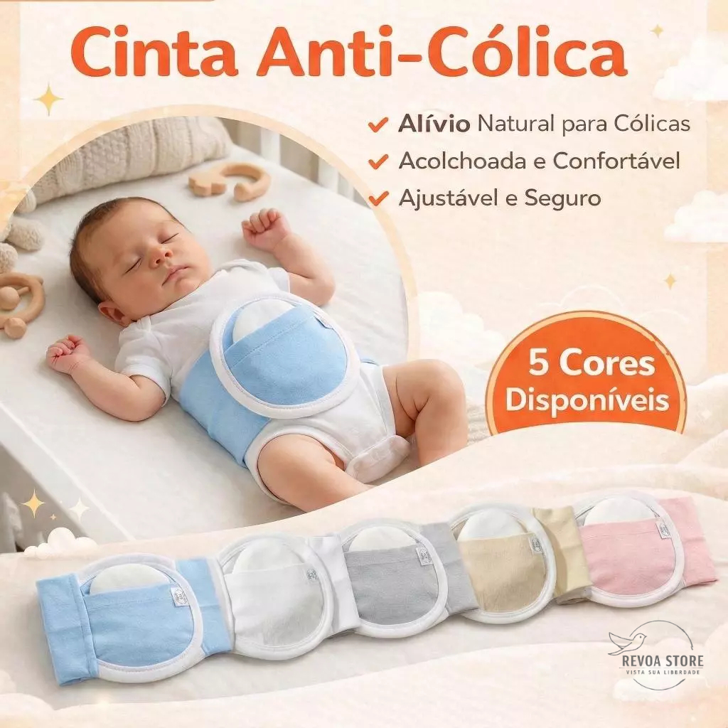 Cinta Anti Cólica Bebê Térmica Natural para Alívio de Cólica Gases Desconfortos