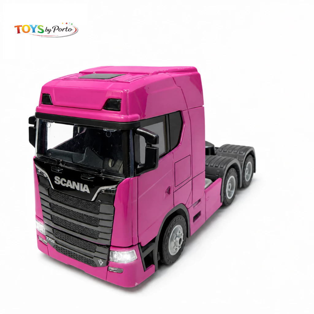 Miniatura Caminhão Scania Trucado 7705 1:50 com Luz e Som Pneu Emborachado