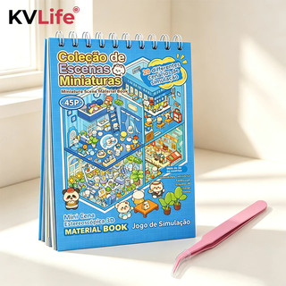 Caderno com Adesivos 3D Kawaii DIY Scrapbook 20 Cenas 45 Paginas Infantil Educativo  Livro Silencioso Com Pinça