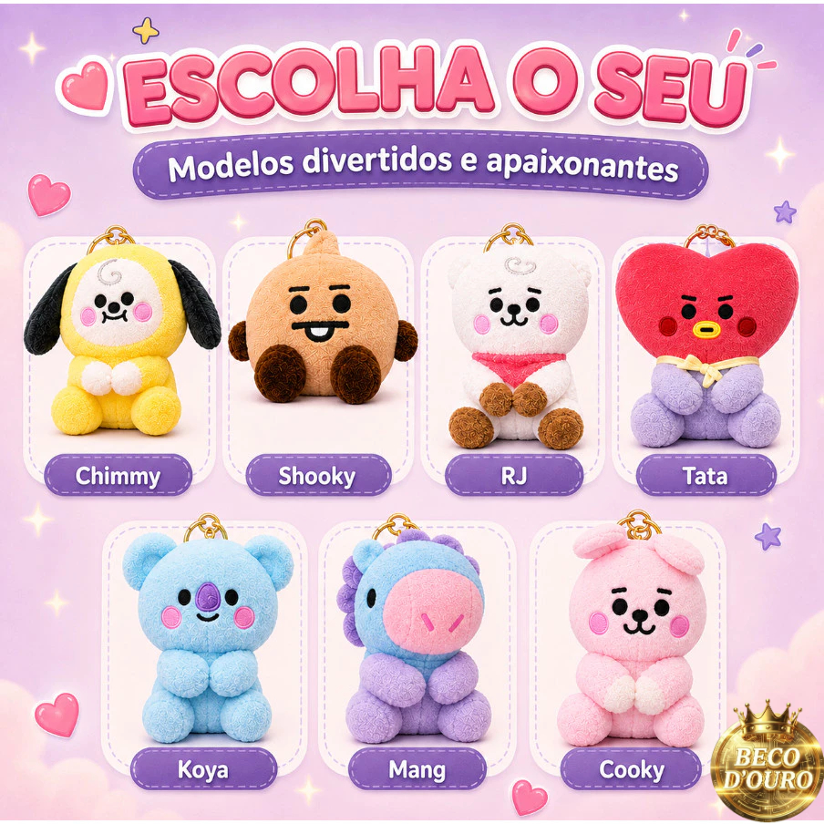 Chaveiro de Pelúcia BTS Kpop Fofo Pingente Para Bolsa Mochila Fãs Army Macio 12cm