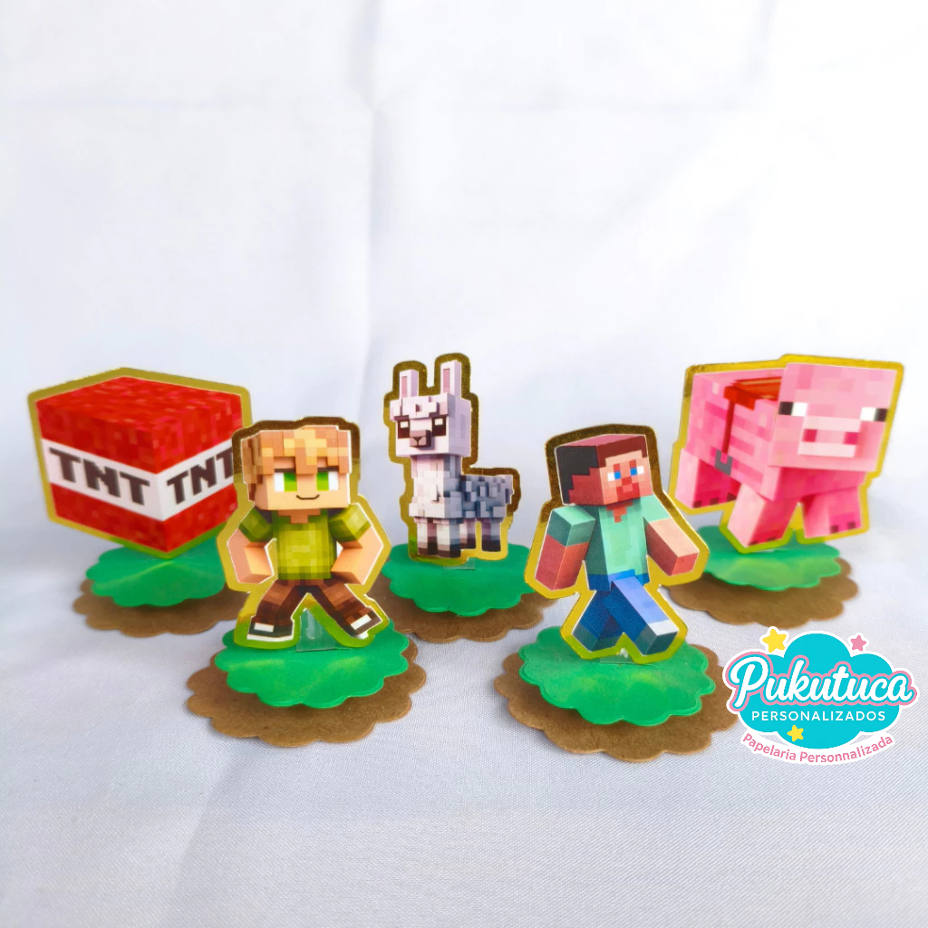 Tags Aplique 3D em Pé MINECRAFT - Lembrancinhas, Apliques em pra caixinhas, cofrinhos, Nutella entre outros