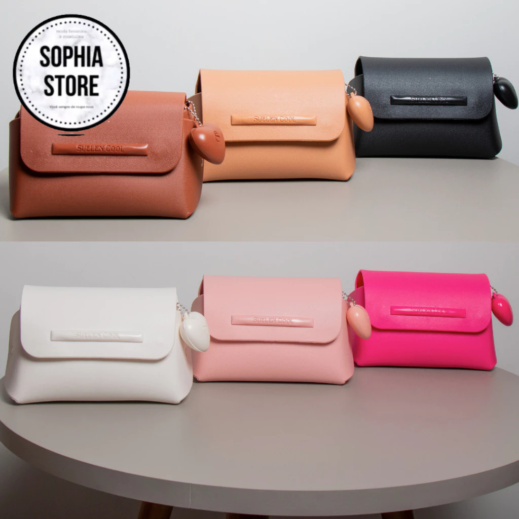 Bolsinha Feminina Pequena Suellen com Coração – Clutch, Necessaire Porta Maquiagem Sophia Store