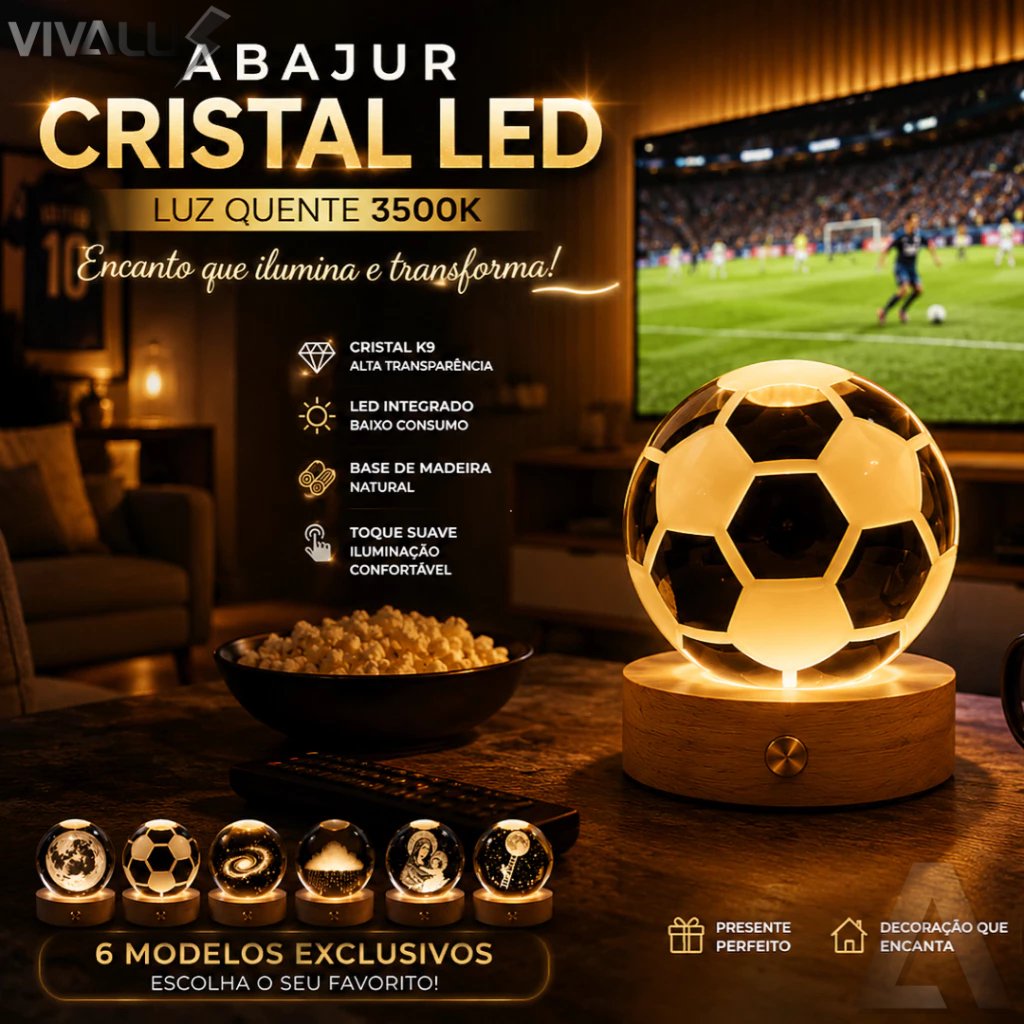 Abajur LED Cristal Bola Luminária De Mesa Para Quarto Luz Noturno Decorativo Futebol Santa Lua Nuvem