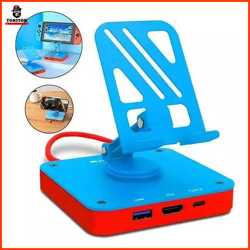 Suporte 360 ° 3 em 1 Dock Station HUB USB Tipo C compatível c/ Nintedo Switch, S1 Smartphones, Tablets e notebook