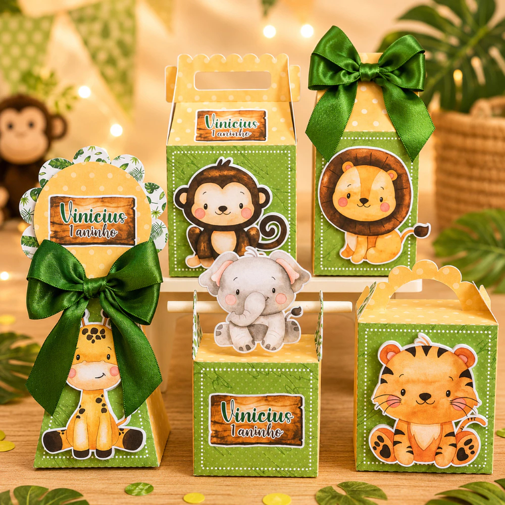 Kit Festa Safari menino Personalizado Pegue e Monte Lembrancinhas Festa Infantil