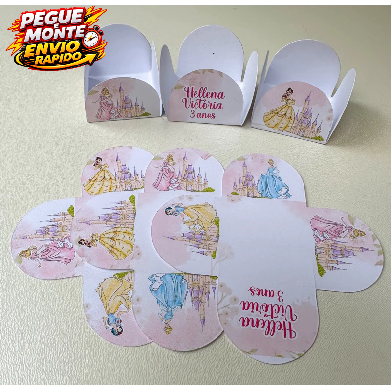 Forminha de Doces Princesas Aquarela Personalizada Com Nome e Idade /Lembrancinha /Aniversário Forminha Brigadeiro