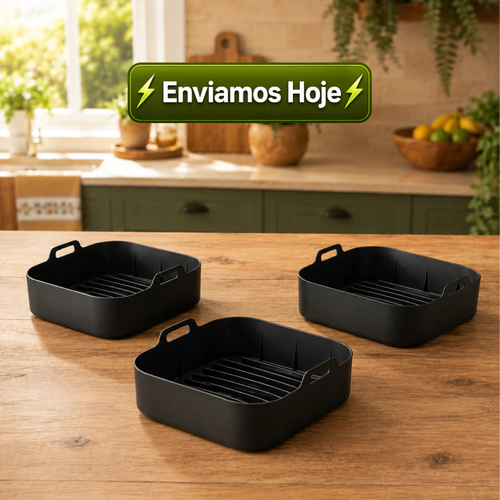 Kit 1/2/3 Formas De Silicone Airfryer Lyor Cesto Reutilizável