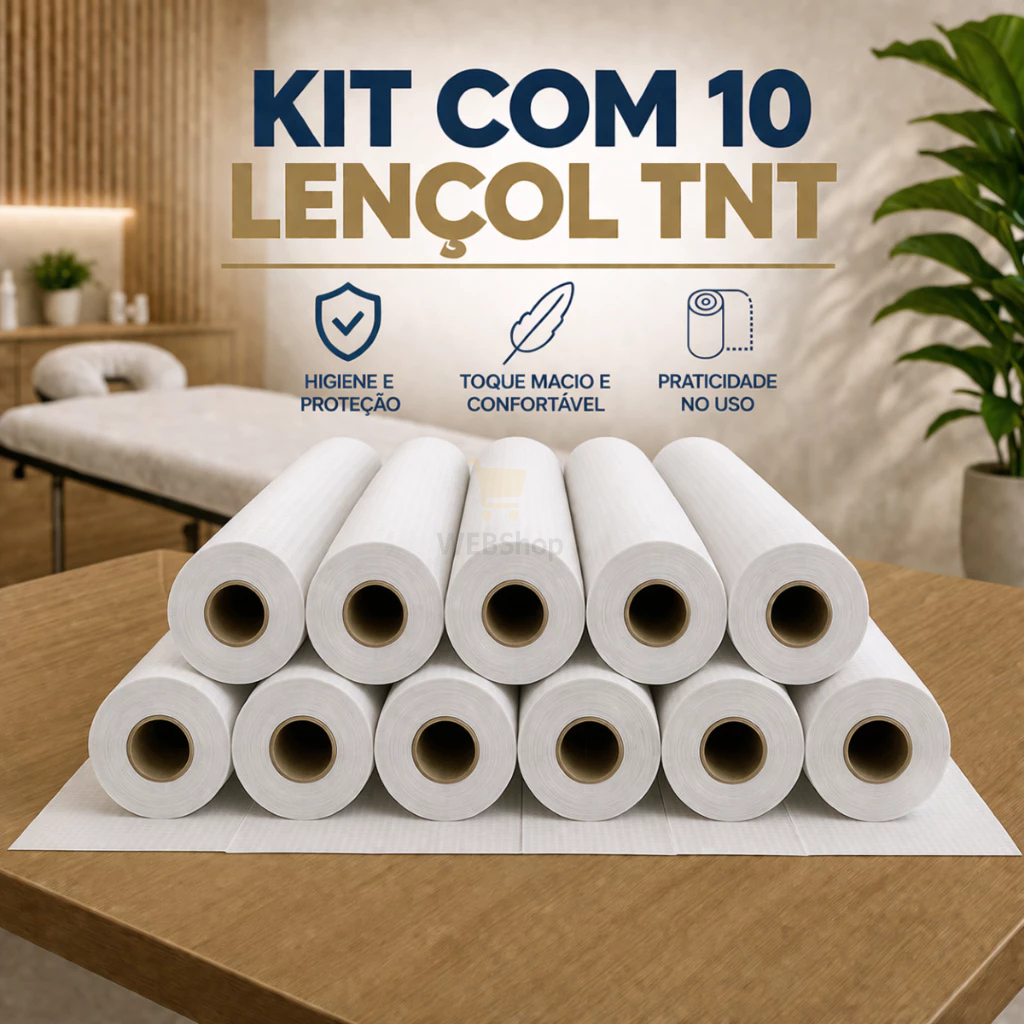 Kit 10x Lençol Para Maca TNT Descartável 70cmx50m Rolo Ideal Para Clinica