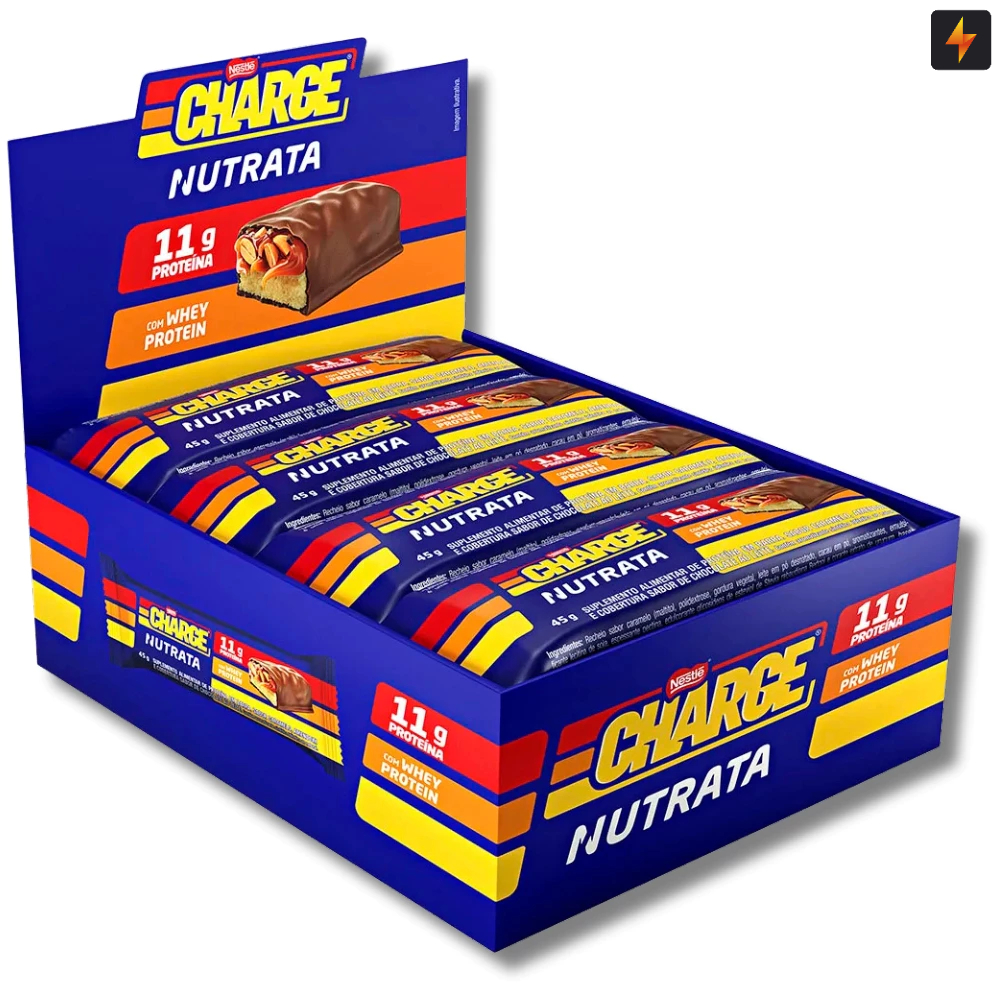 Barra De Proteína Charge Nestle Caramelo Amendoim Com Whey 45g Display 12 UN Nutrata