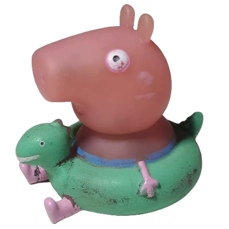Boneco Borracha 2003 Peppa Jorge Pig Com Boia Dinossauro Original AVARIA NO ESTADO Raro