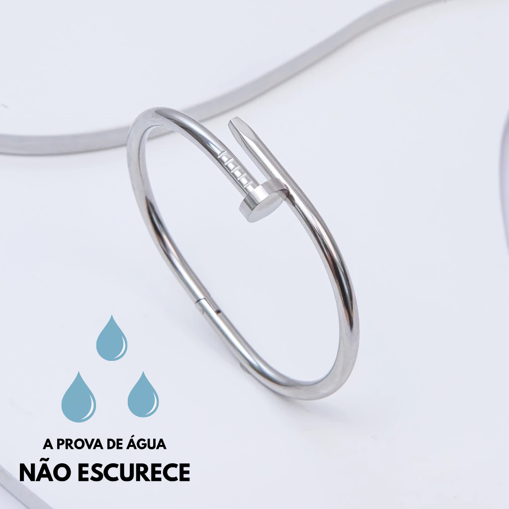 Bracelete Prego Aço Inoxidável Prata Feminino Estilo Luxo Joia Antialérgica Ajustável Minimalista