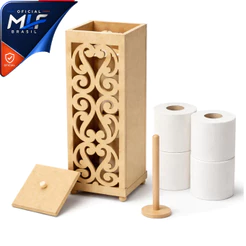 Suporte Porta Papel Higiênico MDF Arabesco para Banheiro Decorativo e Personalizável