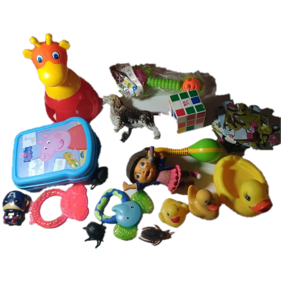 Lote Brinquedos Mordedores Porta Coisas Peppa Pig Cachorro Chocalho Patos Vinil Cubo Mágico Quebra Cabeça e + NO ESTADO